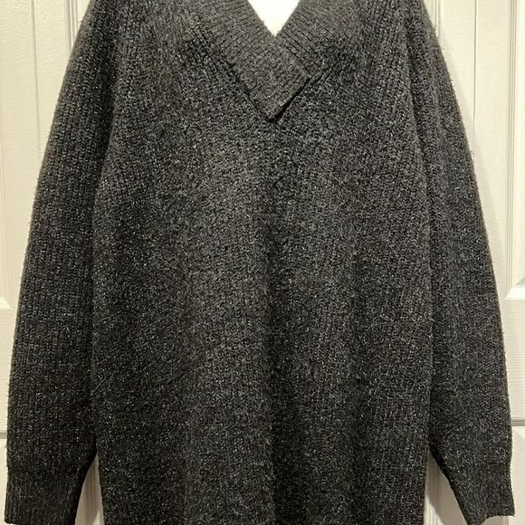 Zara Black Oversized V Neck Sweater Dress Size M - Picture 3 of 12